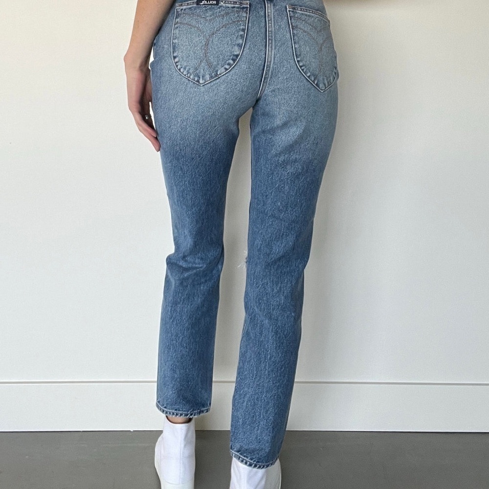 Rolla’s Dusters Jeans highrise slim rigid distressed knee medium wash sz 26 - Picture 2 of 14